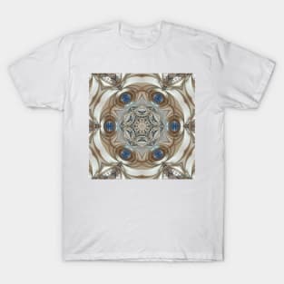 shaped art nouveau styled pattern in grey brown blue and beige T-Shirt